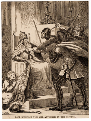 Pope Boniface the VIII attacked in the church